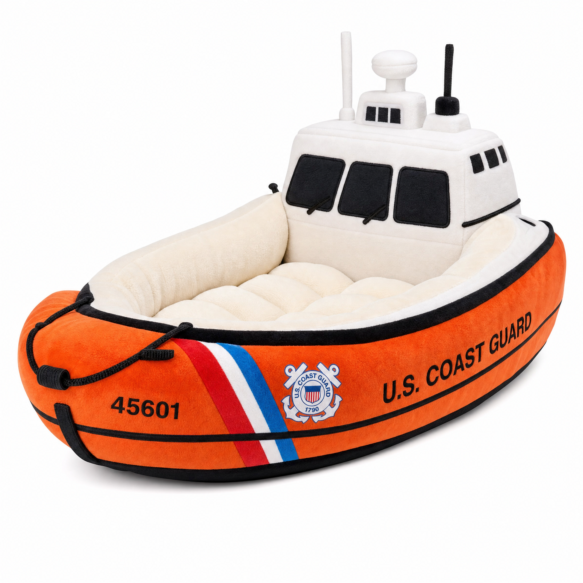 RUFF RIDES COASTGUARD rescue boat shaped plush dog bed